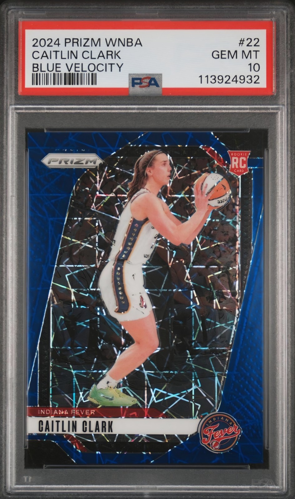 Panini 2024 Prizm WNBA Caitlin Clark BLUE VELOCITY RC #22 PSA 10