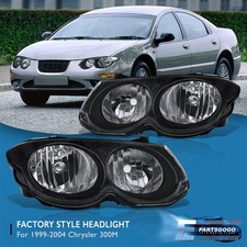 For 99-04 Chrysler 300m Replacement Black Headlights Bumper Lamps Assembly Pair