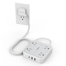 TESSAN Surge Protector Flat Extension Cord 5Ft, 5 FT, Grey 