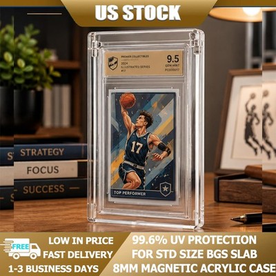 Clear Museum-Grade Holder For New Gen BGS Slabs 8mm Magnetic Display Case US