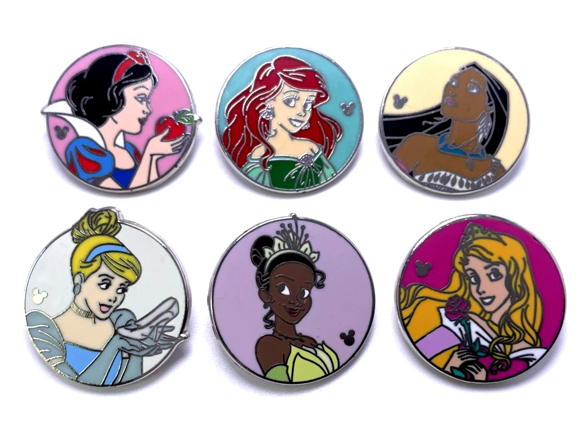 WDW Disney Princess Circles Hidden Mickey Pin Set 2019 Tiana Ariel Aurora