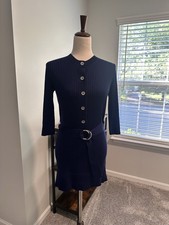 Gucci Ribbed Knit Button-Front Dress with Belt