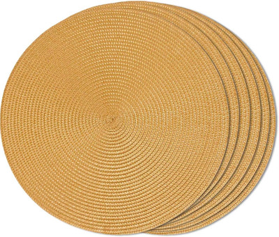 Round Braided Placemats Set of 6 Table Mats for Dining Tables Woven Washable Non