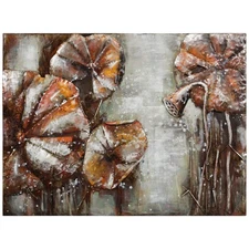 "Water Lilly Pads 2" Mixed Media Hand Painted Iron Wall Sculpture by Primo