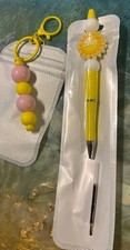 Handmade Beaded Pen And Key Chain Set