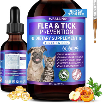 Flea and Tick Prevention for Cats and Dogs Natural Flea Treatment Support Drops 