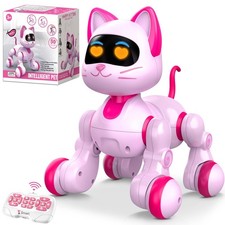 Robot Cat Interactive Toys for Girls: Remote Control Electronic Pink Kitty Pe...