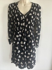 Maeve Anthropologie Women's Long Sleeve Babydoll Dress Size XS Lined Black Heart