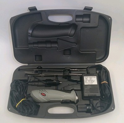 RAPALA Deluxe Electric Fillet Knife Set with Case, 3 Blades, Car Adapter VG Cond