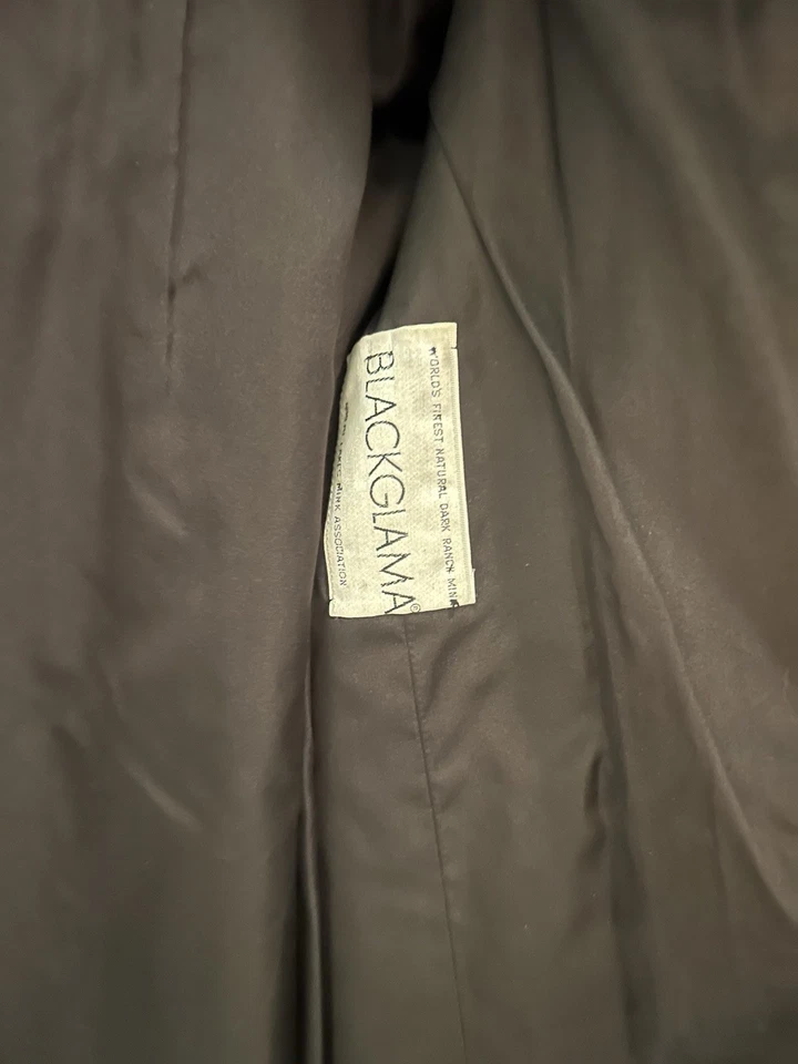 Clásico Blackglama MINK Abrigo de Piel Marrón Oscuro Negro Mujer Chaqueta Grande Foto 2 de 4