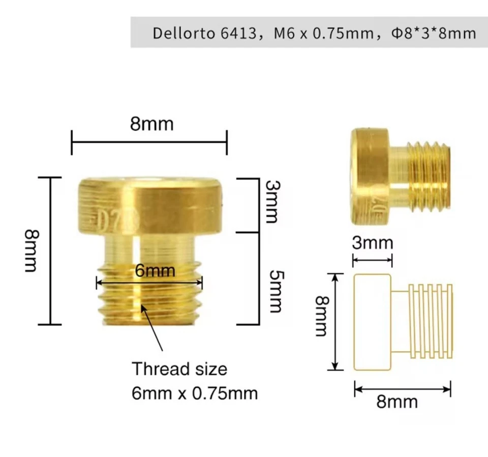 Kit 10 Getti Max M6 (86–105) Dell’Orto per Carburatori PHBH PHBL PHBN PHVA VHSH - Immagine 3 di 3