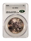 1924 -P  Silver Peace Dollar MS62 CAC Beautifully Toned 🔥🔥