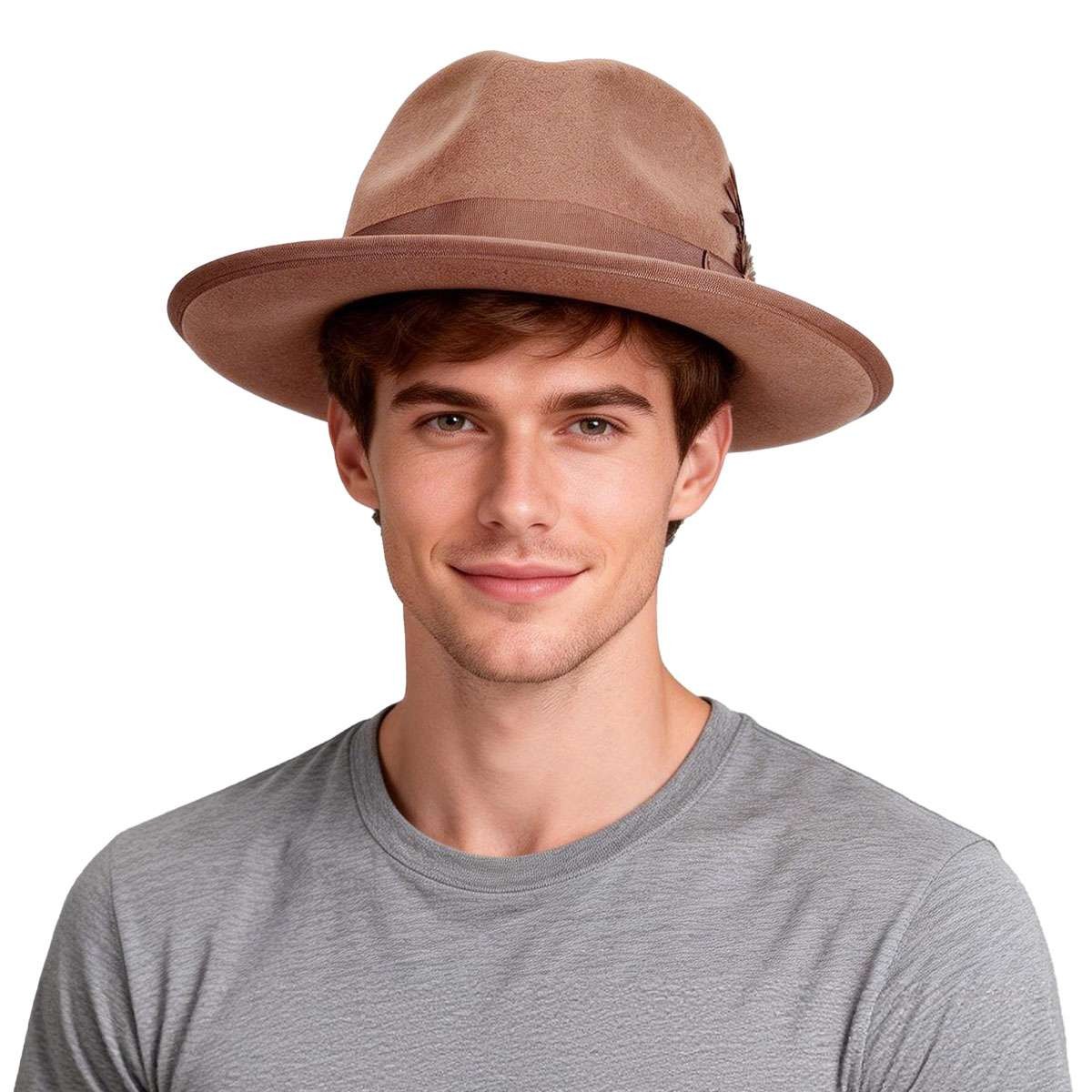 Wide Brim Brown Hombre Fedora Hat w/ Accent Buckle 7fa95992-d073-4be8-9f50-  main image 2
