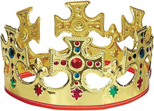 Unique Gold Plastic King Crown - One Size, 1 Pc