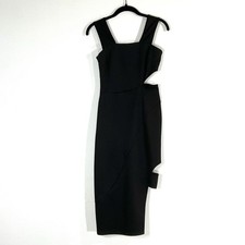 Topshop Cutout Bodycon Sleeveless Midi Tank Dress Size US 2 BLACK Stretch