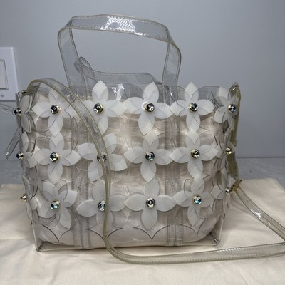 Zac Posen appliqué Floral Bouquet shopper bag clear linen Insert