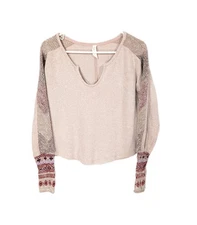 Daily Practice Anthropologie Waffle Thermal Top XS Women Knit Cuff Shirt