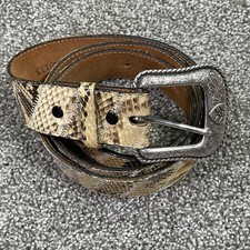 Vintage Python Snakeskin Cowboy Belt w/Ariat Buckle Western Patchwork Mens Sz 40
