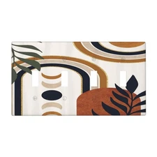 Gold Boho Mid Century Abstract Modern Moon Sun Quad Toggle Light Switch Cover...