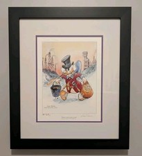 Carl Barks Scrooge AP 23/25 Signed Print Black Gold Yellow Gold Framed w Photo