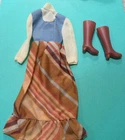Best Buy Fashion # 9622 * Blue Brown Striped Dress * Vintage 1977 Barbie Mattel