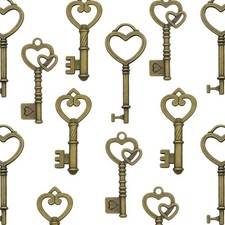 Jewelry Making Charms Crafts Keys: 30pcs Mixed Heart Shaped Decorative Bronze