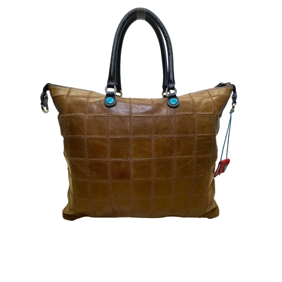 Gabs Womens Camel/Brown Leather With Quilted Design & Black Handles Tote Bag - Image 2 of 4