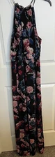 Forever 21 Black & Pink/Blue Floral Maxi Dress Size: Junior M Sundress Tied