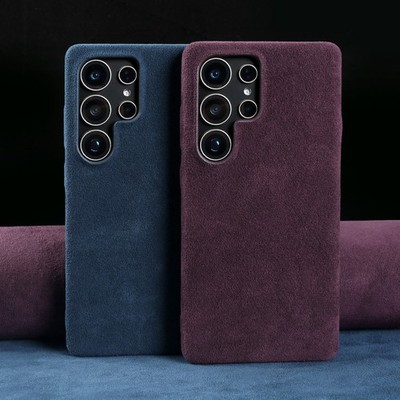 Luxury Suede Leather Case For Samsung Galaxy S25 Ultra S24 S23 Magnetic Charging