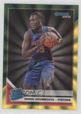 2019 Donruss Rated Holo Green & Yellow Laser Sekou Doumbouya #214 Rookie RC g2e