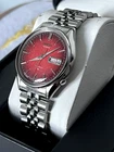 Seiko 6309 8230 Red Texture Dial Day Automatic Watch 17 Jewels