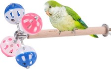 Bird Stand Perch Toy with Rotating Balls,Parakeet Log color