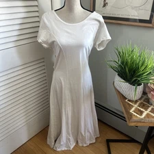 Dharma Trading Dress Womens XL Cream Maxi Tie Back Minimalist Bohemian Chic