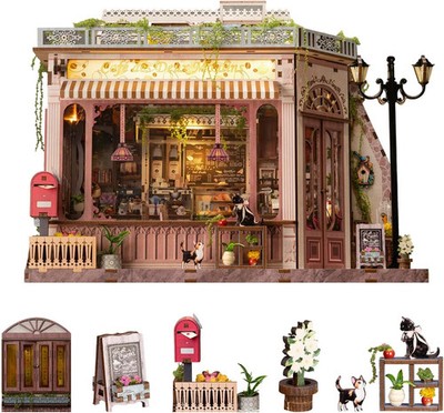Book Nook Kit - DIY Miniature House Diorama Dollhouse Kit, Booknook Tiny House B