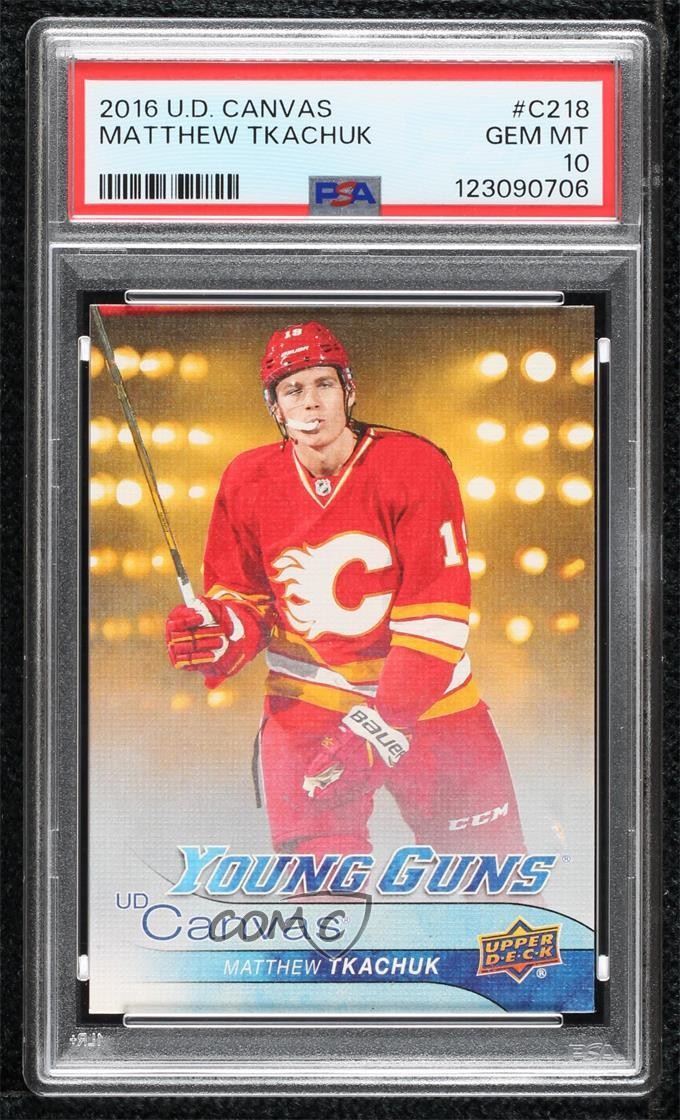 2016-17 Upper Deck UD Canvas Young Guns Matthew Tkachuk #C218 PSA 10 GEM MT 03uh