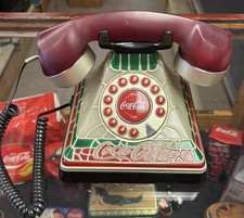 Coca-Cola Light Up Push Button Landline Telephone Stained Glass Unboxed