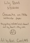 Original ACEO Signed Lily Pond Gouache Painting Watercolor Paper ATC Card — photo 2