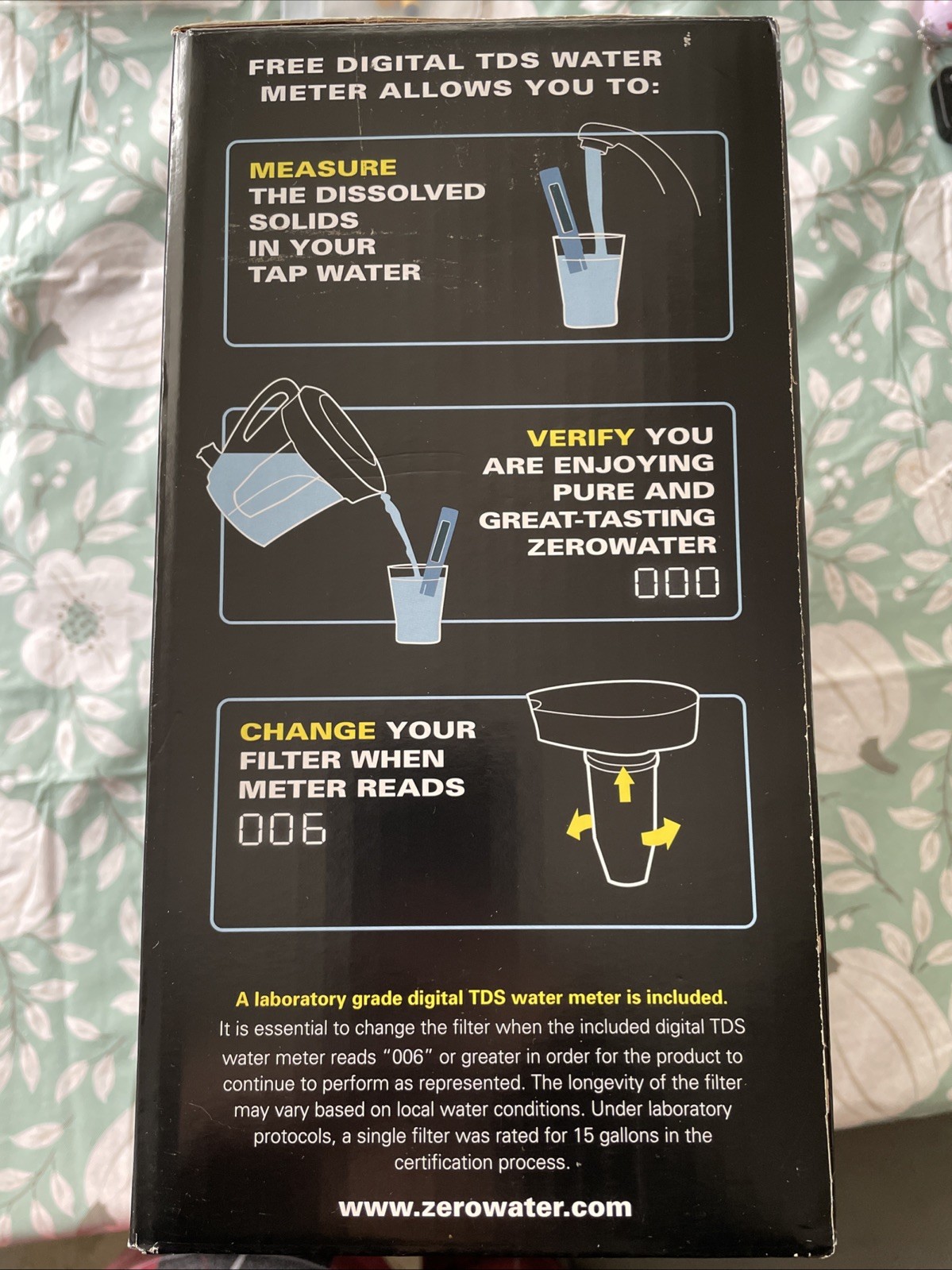 NEW ZeroWater ZP-010 Water Filtration Pitcher 10 Cup 5 Stage Digital TDS Meter