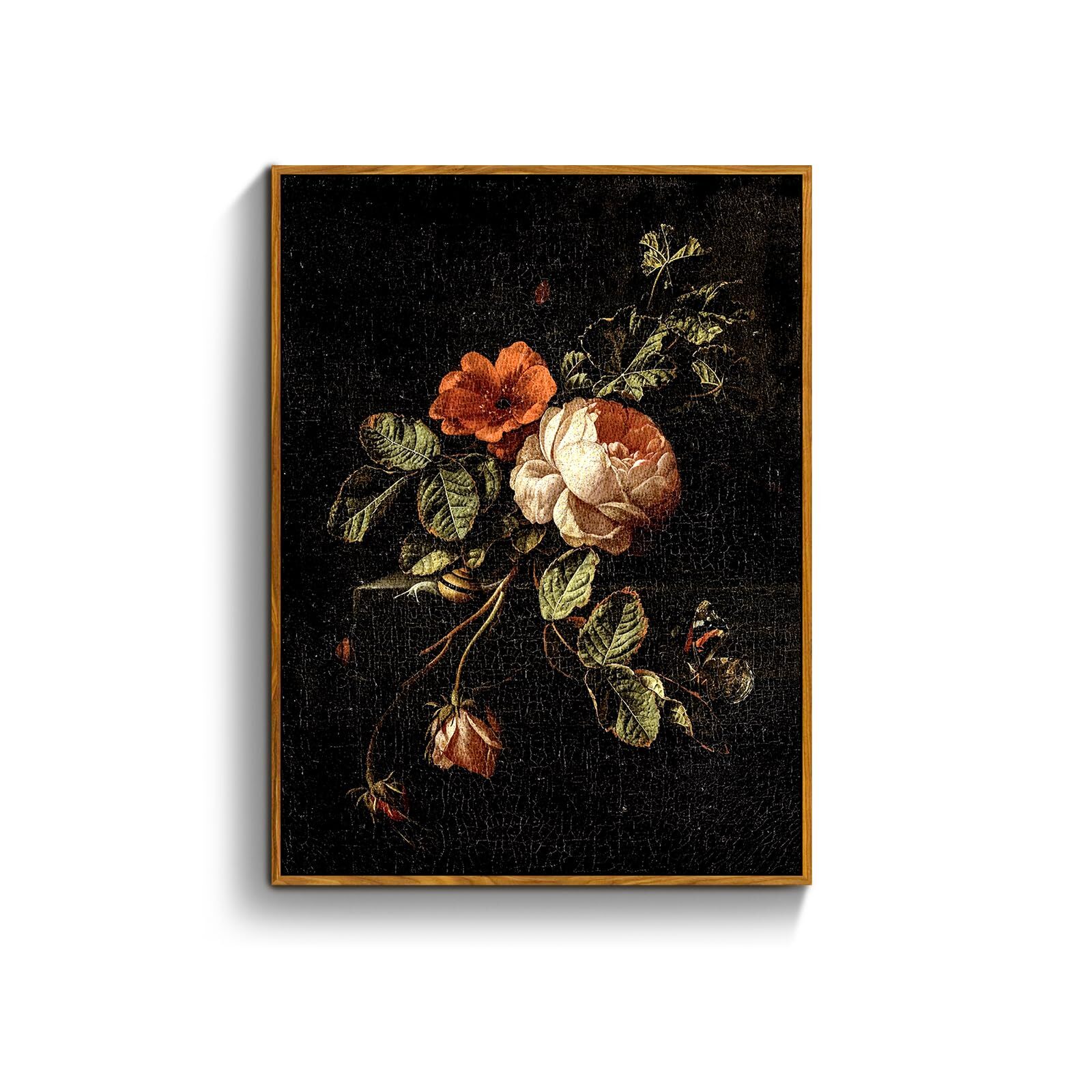 Vintage Framed Botanical Wall Art Canvas Prints, Floral Wall Art for Living R...