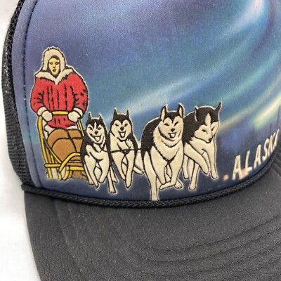 VTG Alaska Mesh Trucker Hat Snapback Foam 80s Sled Dog Snow Iditarod ...
