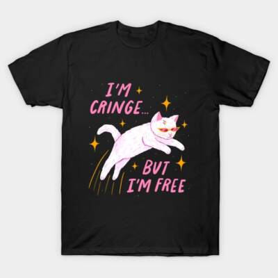 I'm Cringe, But I'm Free Funny White Cat Animal Goth Gothic Unisex T-Shirt