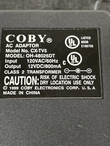 Coby AC Adapter OEM Power Cord Model OH-48026DT Input 120 VAC  Output 12VDC - Picture 6 of 8