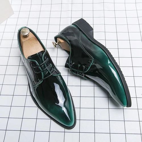 Herren Lackleder Elegant Formell Oxford Business Schuhe Spitz zulaufend Hochzeitsschuhe - Bild 11 von 19