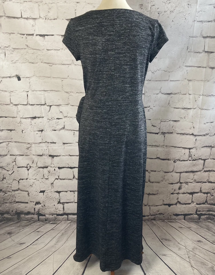 Maxi Vestido Talbots The Oprah Magazine Collection Mujer Gris Medio Manga Corta Foto 3 de 4