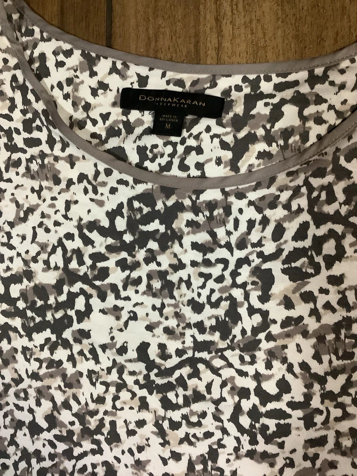 Donna Karan Ropa de Dormir Talla Mediana Modal Tejido Vestido Manga Corta Marrón Animal Foto 3 de 4