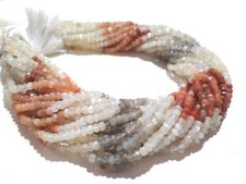 3 Strand Natural Multi Moonstone Rondelle Faceted 3-3.5mm/3.5-4mm Beads 12"inch