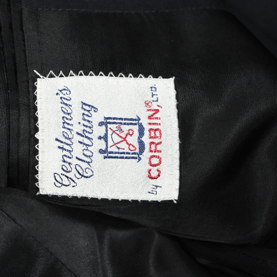 Blazer Traje Chaqueta Abrigo Deportivo De Colección Corbin 40R Azul Marino Rayas Hecho en EE. UU. 100% Lana Foto 4 de 4