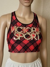 Victoria's Secret Sports Bra Red Gold Spell Out Racerback Size Medium