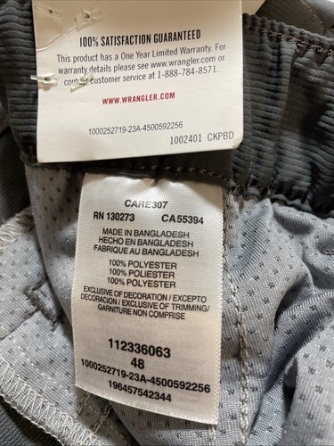 Wrangler NWT Men's Performance Relaxed Fit Gray Shorts Classic Flex Waistband 48 - Picture 11 of 14