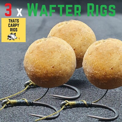 3 Korda Style Wafter Hair Rigs - Dark Matter Braid - Ready Tied Carp Rig